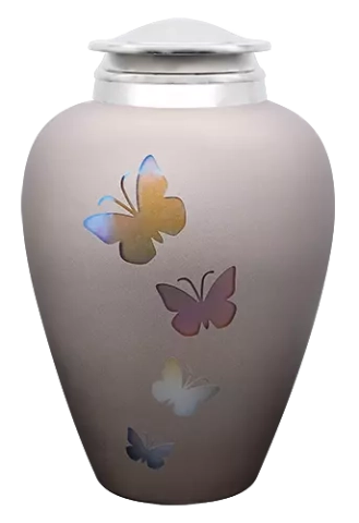 Urne glass grey butterfly