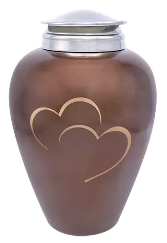 urne glass heart brown