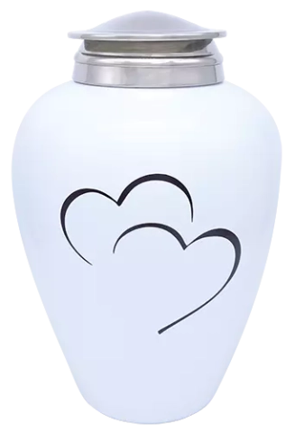 Urne glass heart white