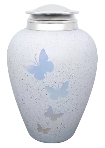 Urne glass white butterfly